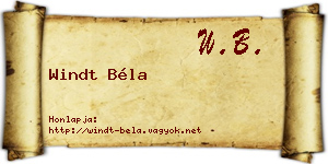 Windt Béla névjegykártya